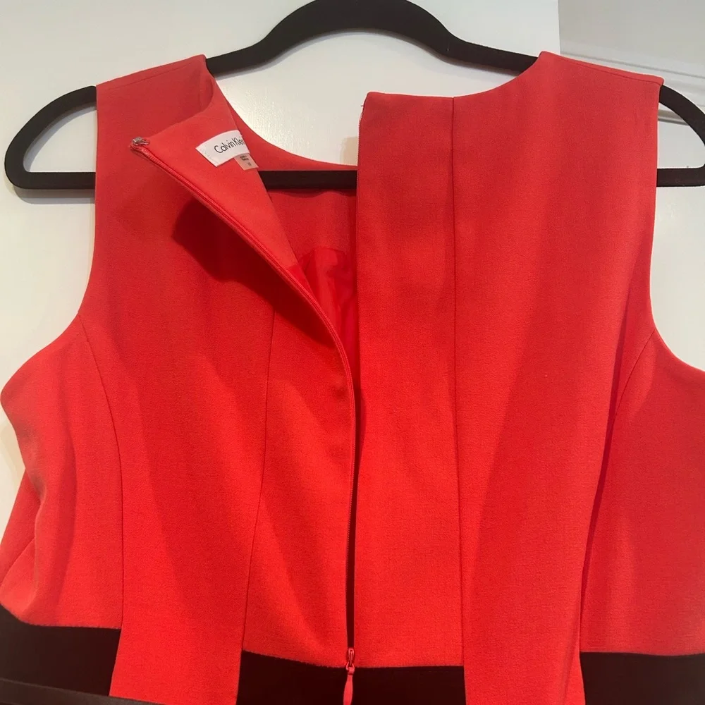 Calvin Klein Pink Orange Black Color Block Fit Flare Career Dress Women’s 10 NWT - Picture 9 of 12